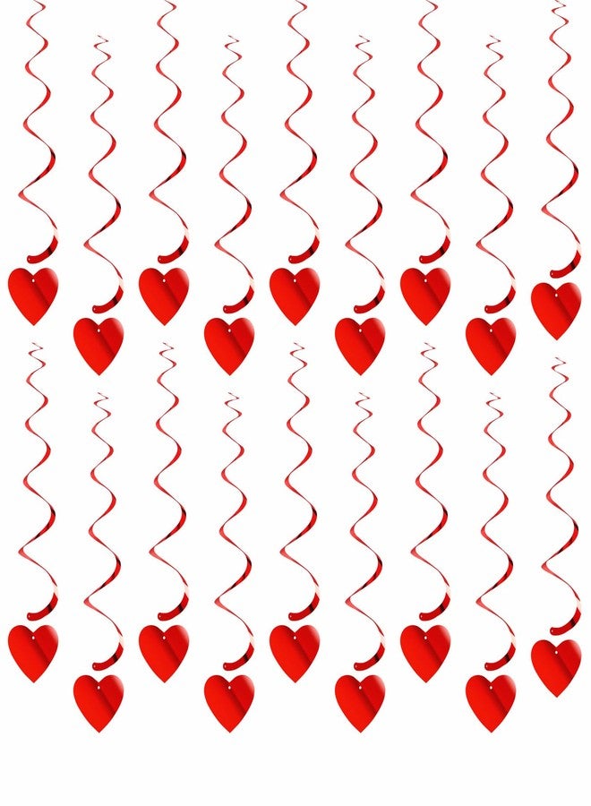 Hugtmr Red Heart Swirls Party-Decorations - 18Pcs Romantic Special Night Galentines Hanging Streamers Garland,Valentines Girl Wedding Anniversary Baby Bridal Shower Birthday Decor Supplies Hugtmr - Image 3